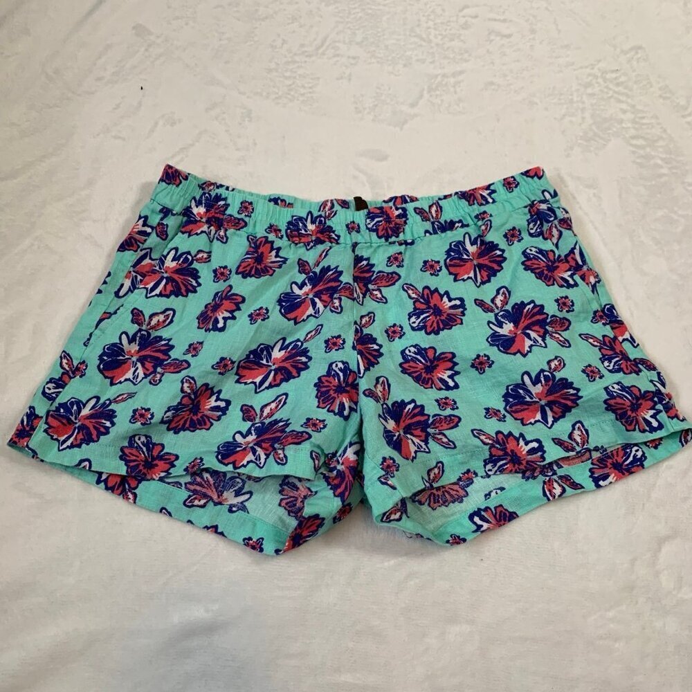 5/$25 Kut‎ from the Kloth Shorts Mint Green Floral Print Linen Elastic Waist